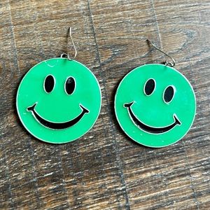 Cute green smiley face earrings